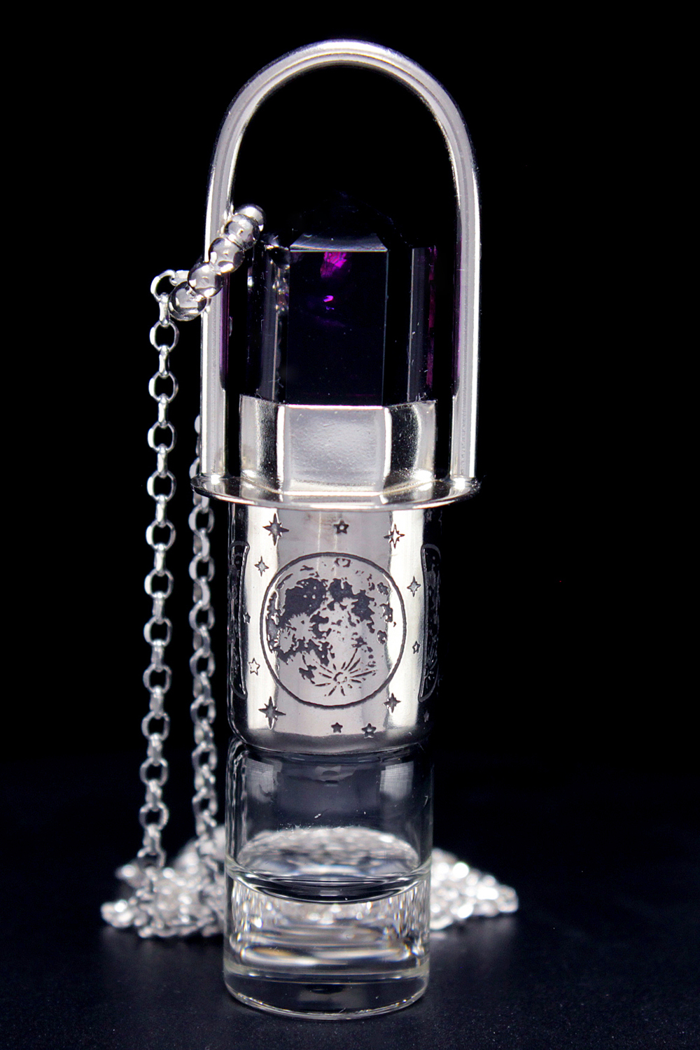 Amethyst Moon Phase Rollerball Necklace