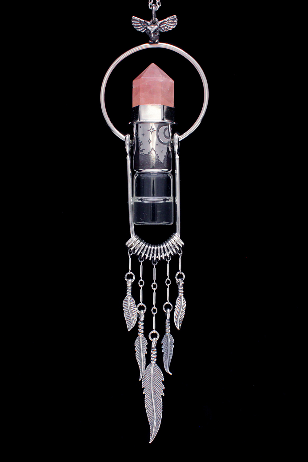 Nocturnal Rose Quartz Rollerball Necklace