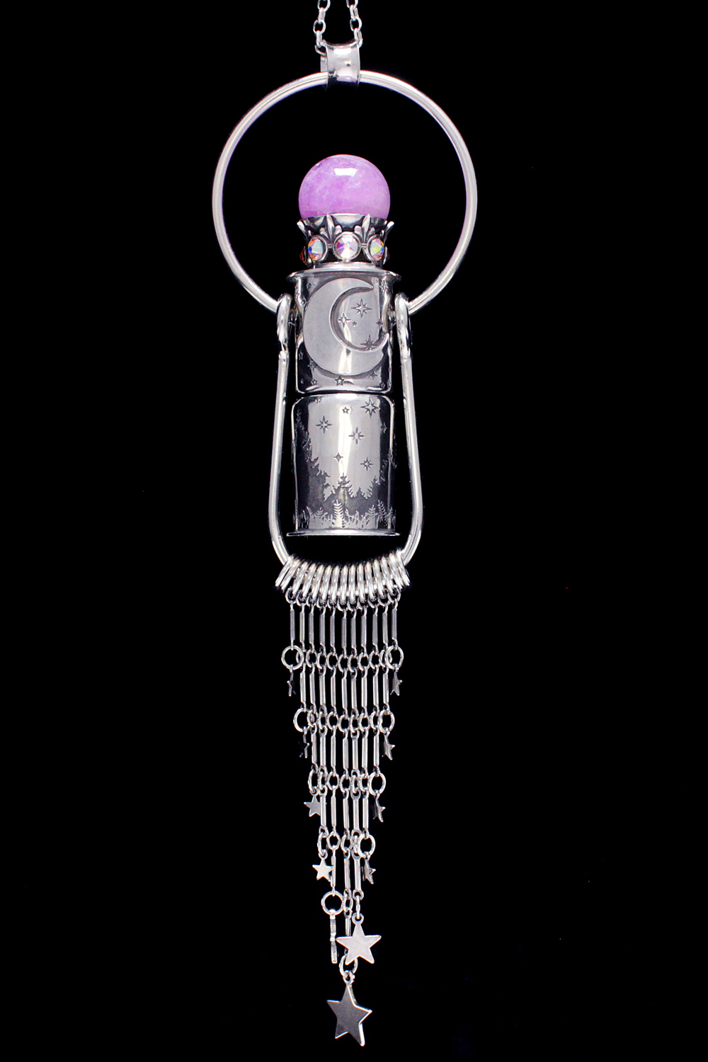 Kunzite Full Metal Rollerball Necklace
