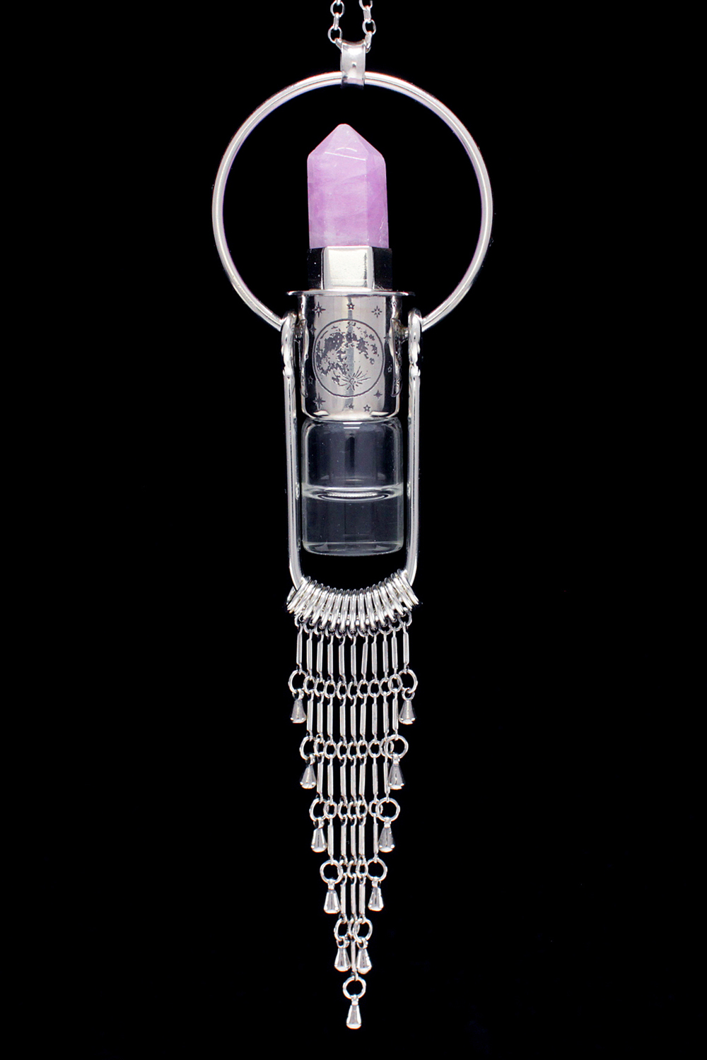 Kunzite Moon Phase Rollerball Necklace