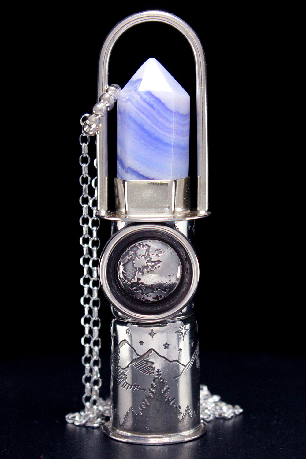 Full Metal Rollerball Necklace Full Moon
