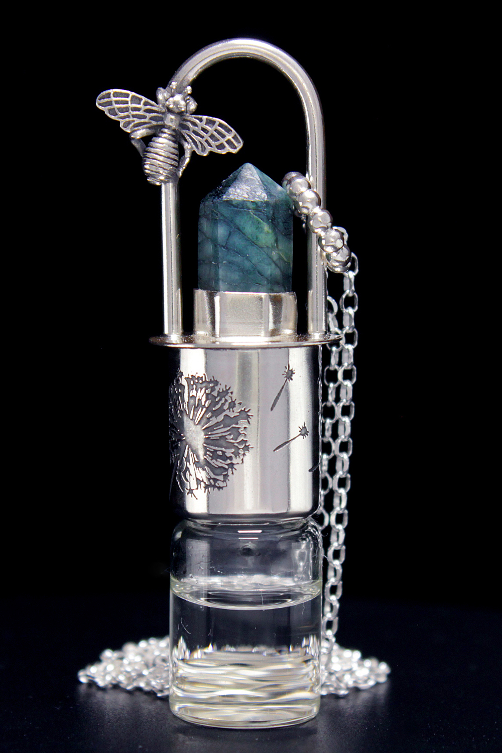 Dandelion with Bee Rollerball Necklace