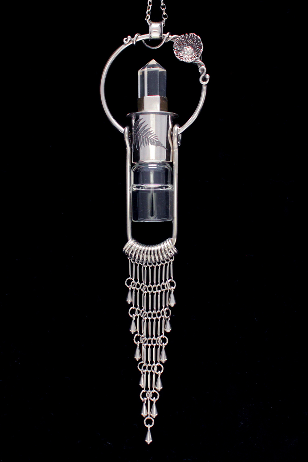 Fern Crystal Fringe Rollerball Necklace