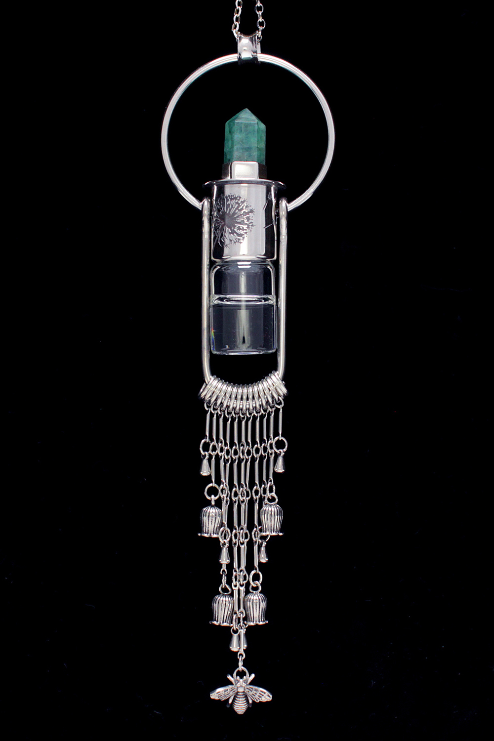 Dandelion Emerald Fringe Rollerball Necklace