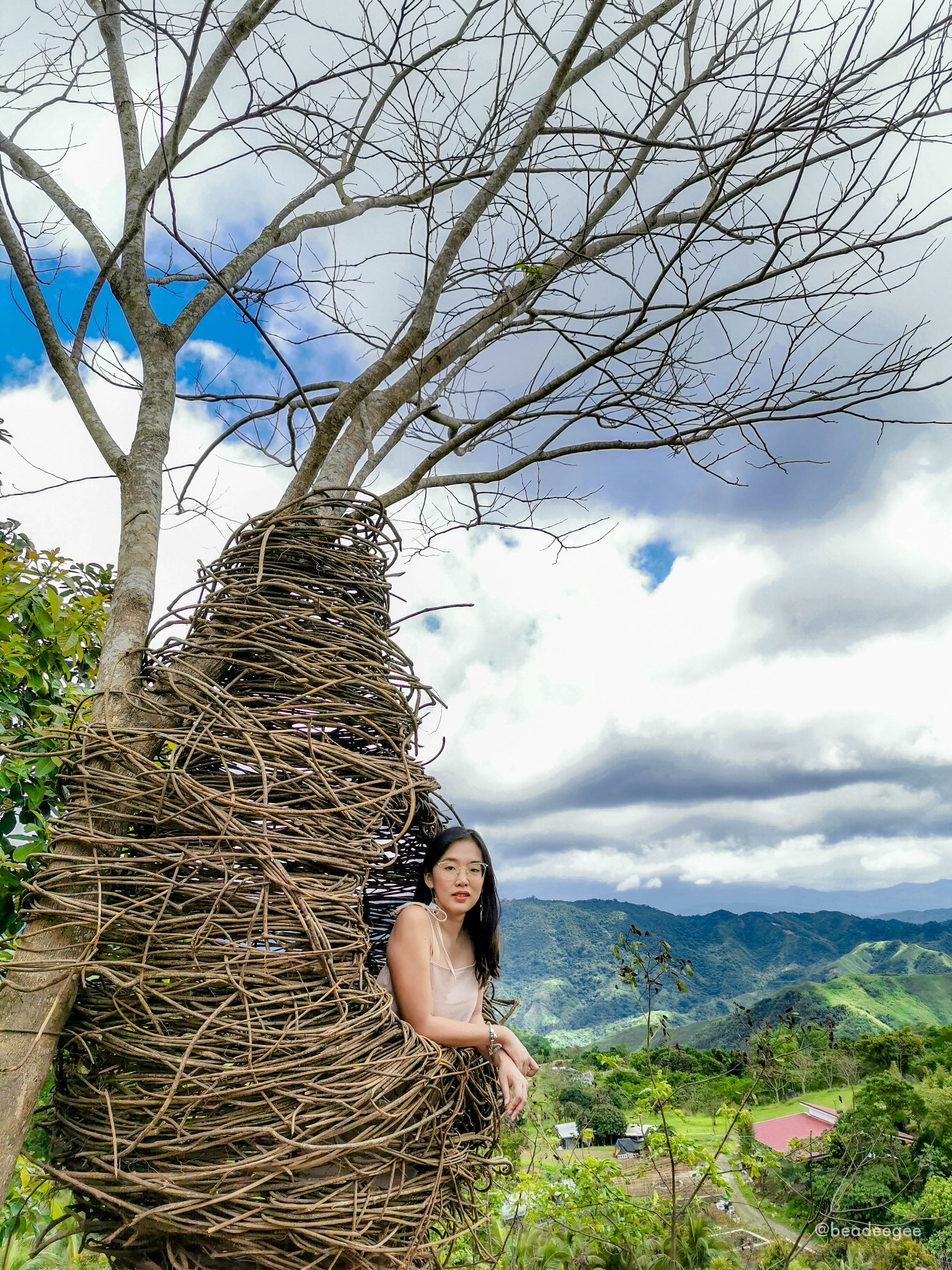 A girl inside a beehive nest in El Patio Razon