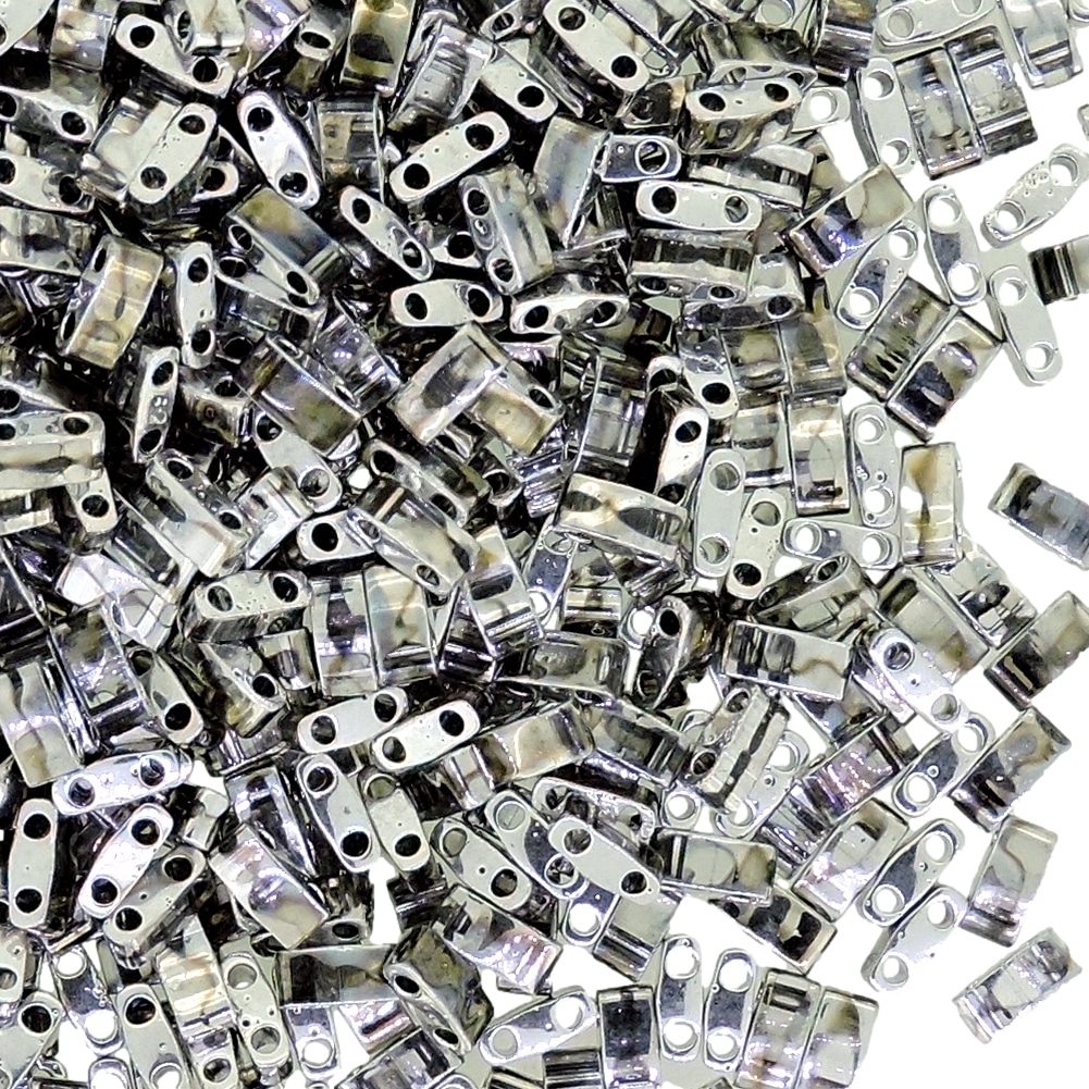 CLOSE OUT] Miyuki Half Tila Beads 2.3 x 5mm 7.8GM Distressed Silver