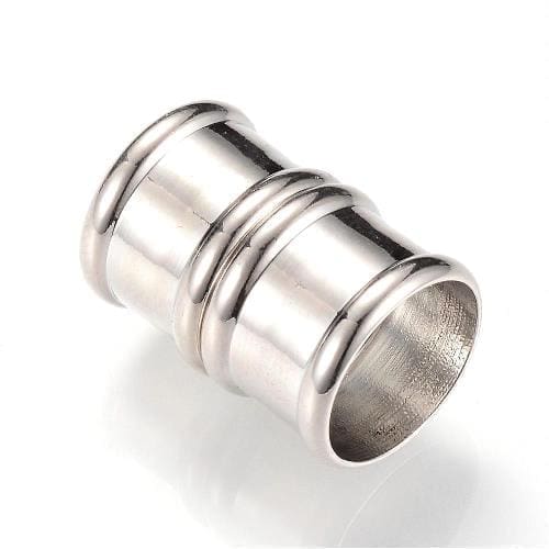 Kumihimo End Cap / Magnetic Clasp 21mm Silver (2 Sets) 12mm hole