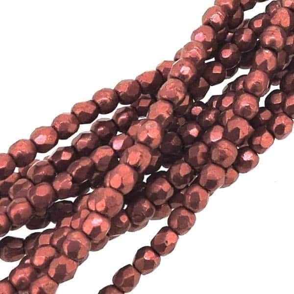 Fire Polished Faceted 2mm Round Beads 50pcs - CT SM Chrry Tomato