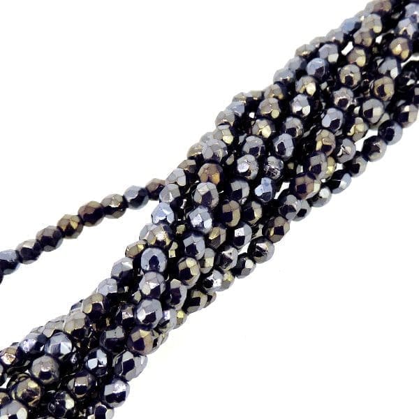 Fire Polished Faceted 2mm Round Beads 50pcs - LS Iris Navy