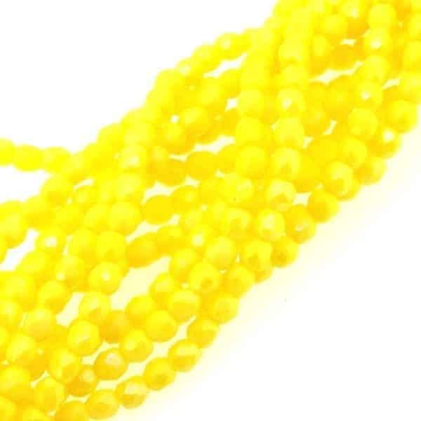 Fire Polished Faceted 2mm Round Beads 50pcs - MT LS Custard