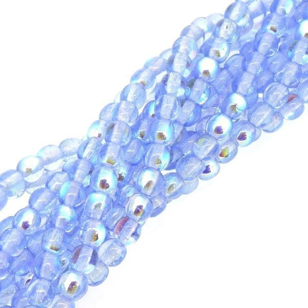 Czech Round Druk Beads 4mm - Med Sapphire AB 100pcs