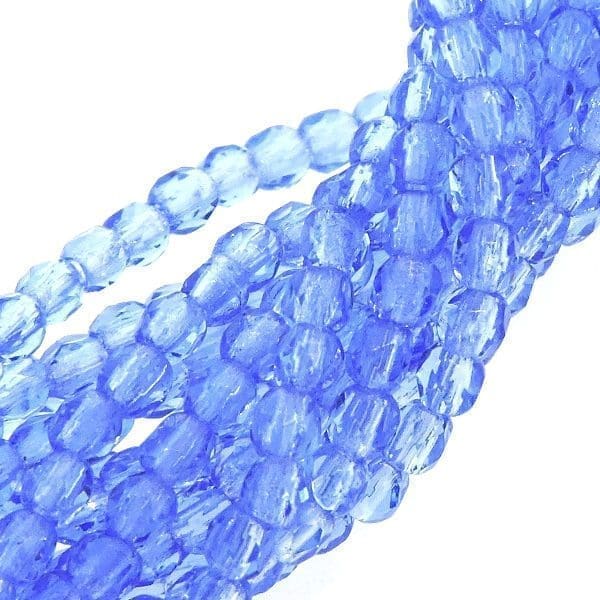 Fire Polished Faceted 2mm Round Beads 50pcs - Sapphire