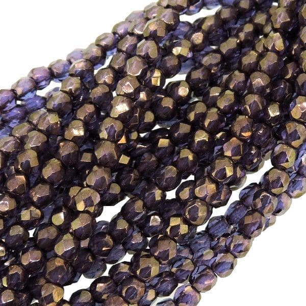Fire Polished Faceted 3mm Round Beads 50pcs - Patina