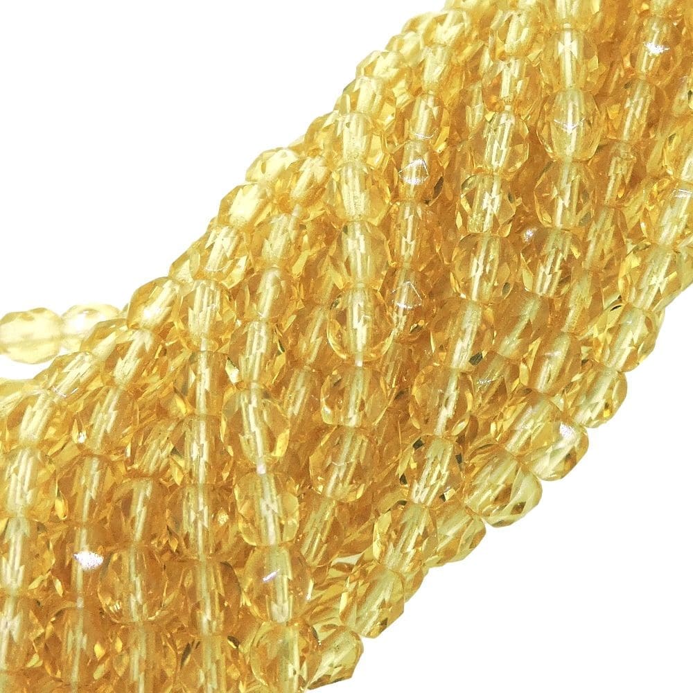 Fire Polished Faceted 4mm Round Beads 100pcs - Lt Topaz