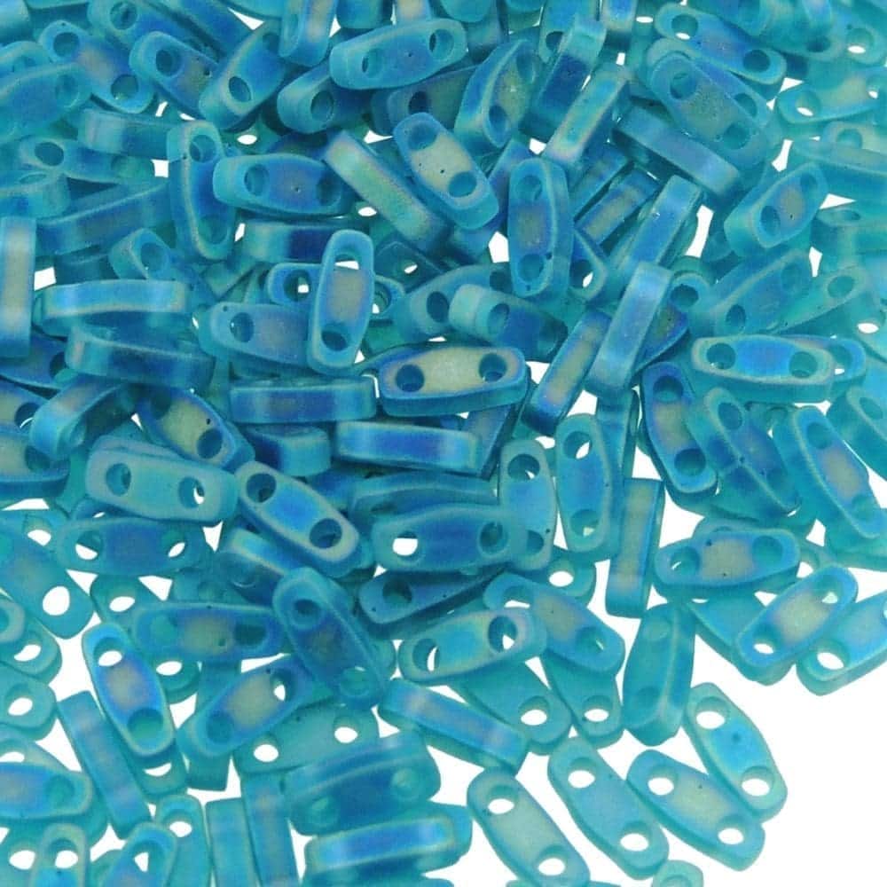 Miyuki Quarter Tila Beads 2-Hole 5x1.5mm Matte Tr Teal AB  7.2GM