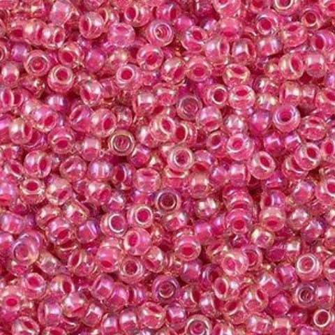 Miyuki Seed Beads Size 6/0 Hot Pink Lined Crystal AB