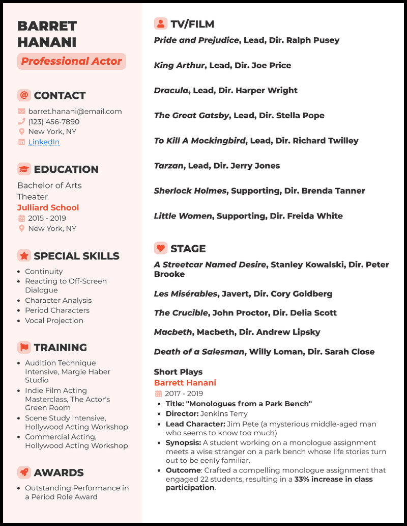 Sample Acting Resume Template Acting Resume Templates 2015 Acting Resume 