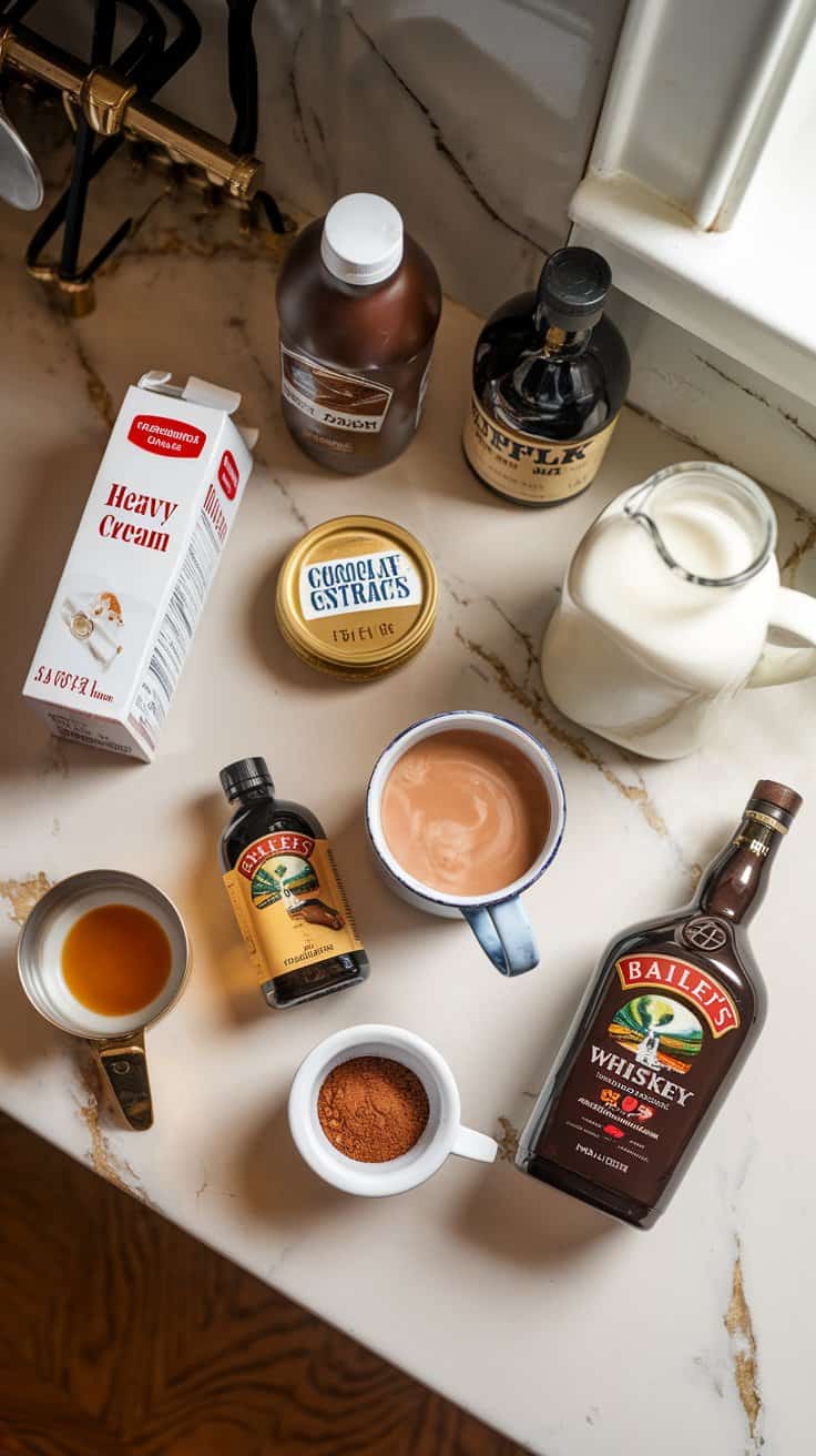 all ingredients for homemade Bailey’s coffee creamer