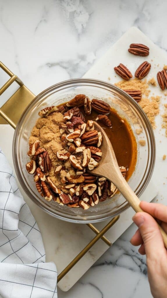 chopped pecans, brown sugar, cinnamon, melted butter