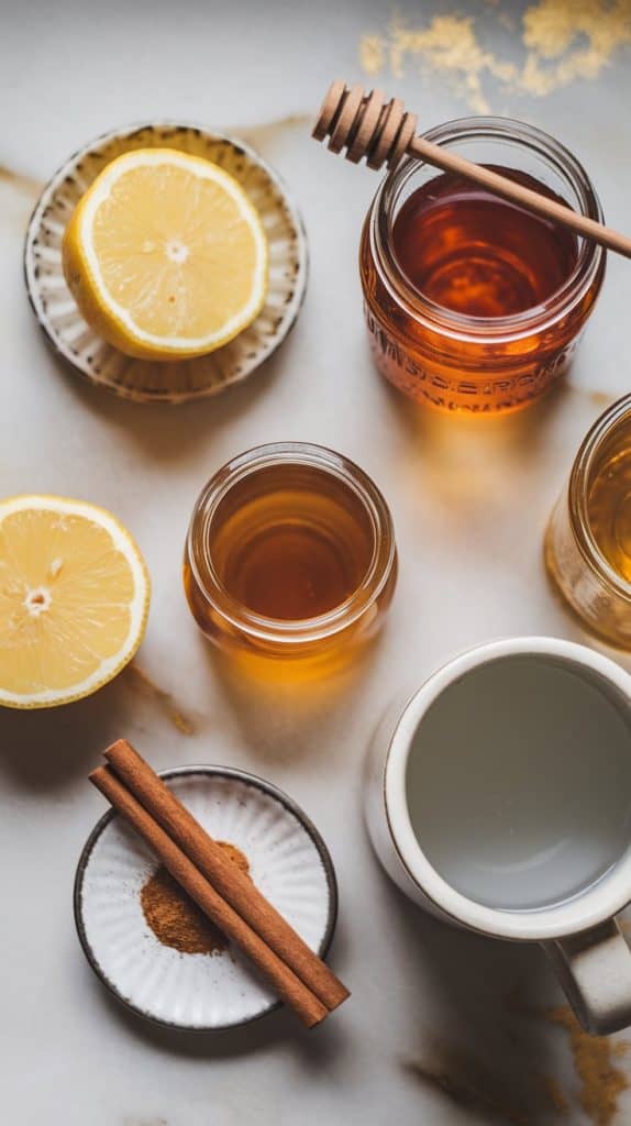 all the ingredients for Meyer Lemon Hot Toddy