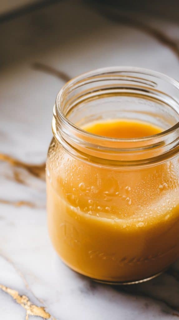 Meyer lemon curd with condensation on the glass