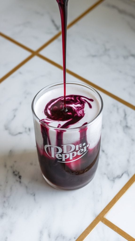 Midnight Malibu Dirty Soda – Dr Pepper, coconut cream, blackberry, vanilla
