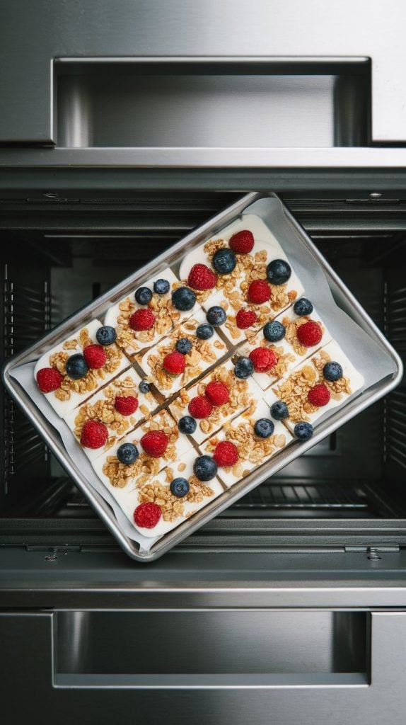 frozen greek yogurt bark with mixed berries