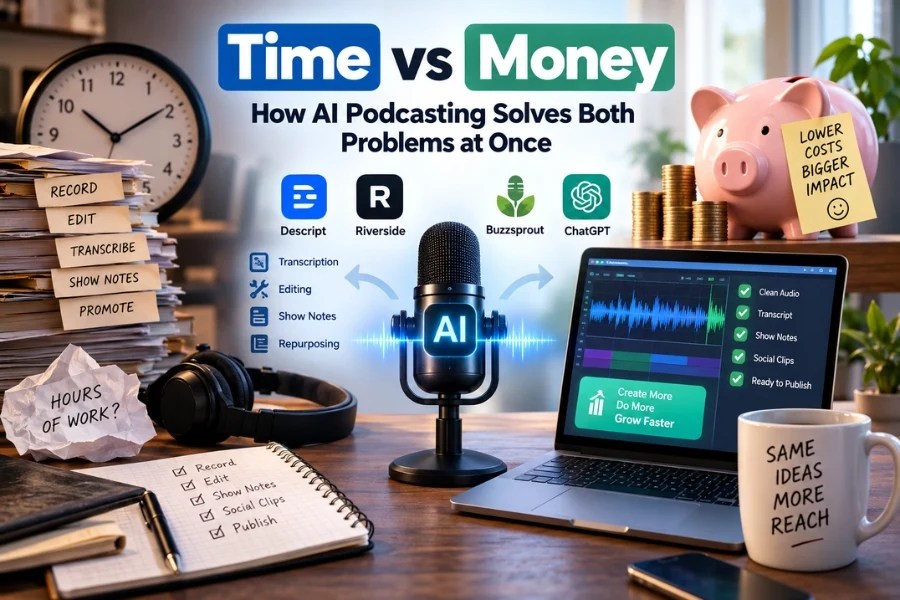 AI Podcasting tools helping creators save time and reduce podcast production costs