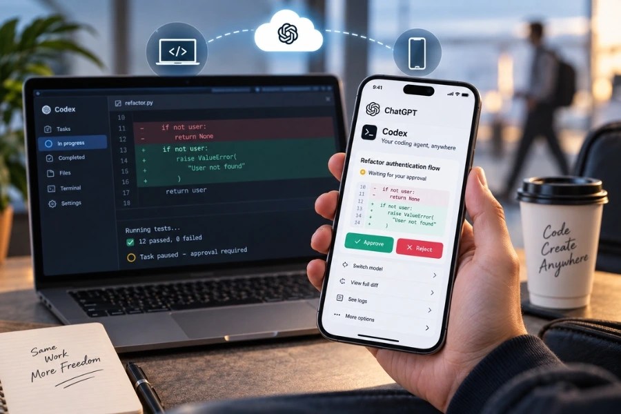 OpenAI Codex mobile interface inside the ChatGPT app on a smartphone