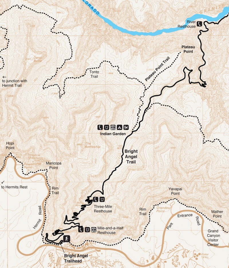 Indian Garden Campground Map Fasci Garden Bright Angel Trail Map 