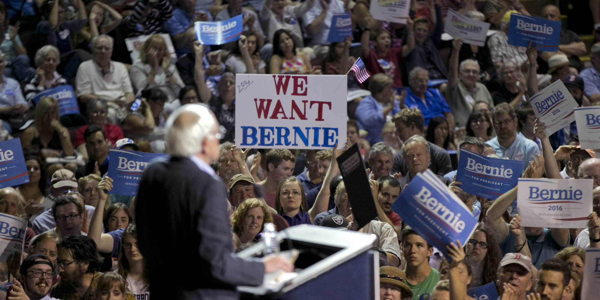 Democratic presidential candidate Sen. Bernie Sanders, I-Vt., speaks at a campaign rally, Monday, July 6, 2015, in Portland, Maine. (AP Photo/Robert F. Bukaty)