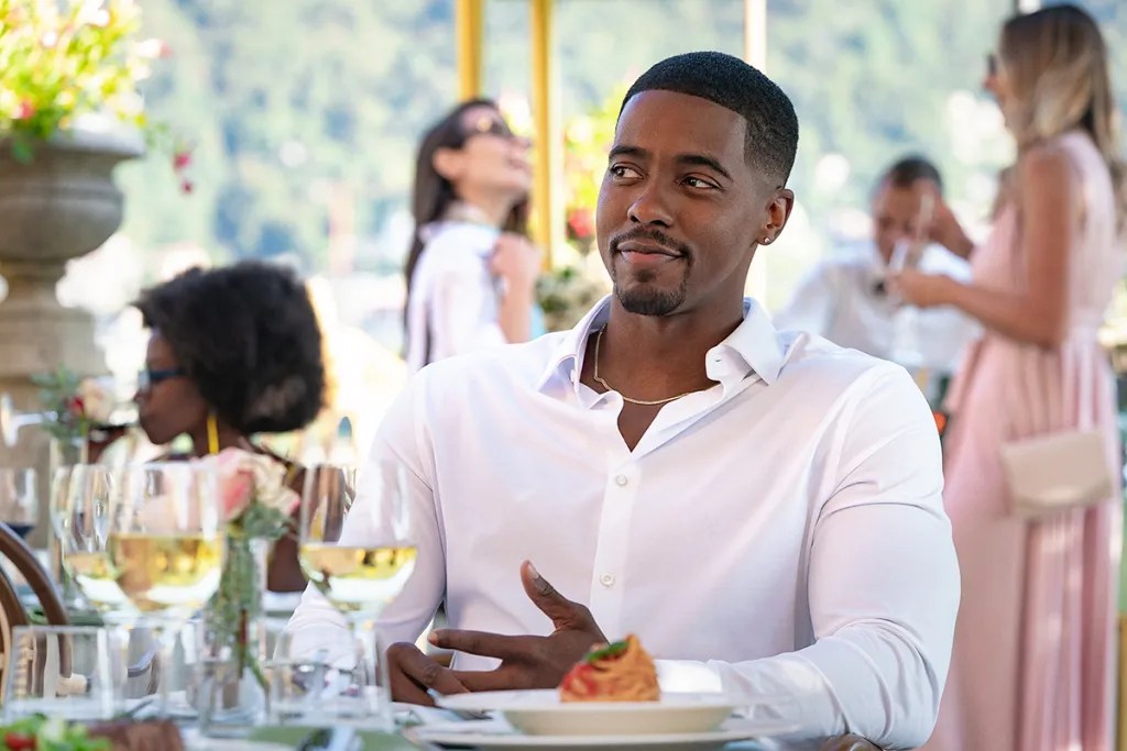 Netflix just dropped the first look at Tyler Perry's "Why Did I Get Married Again?" Man at outdoor restaurant dining