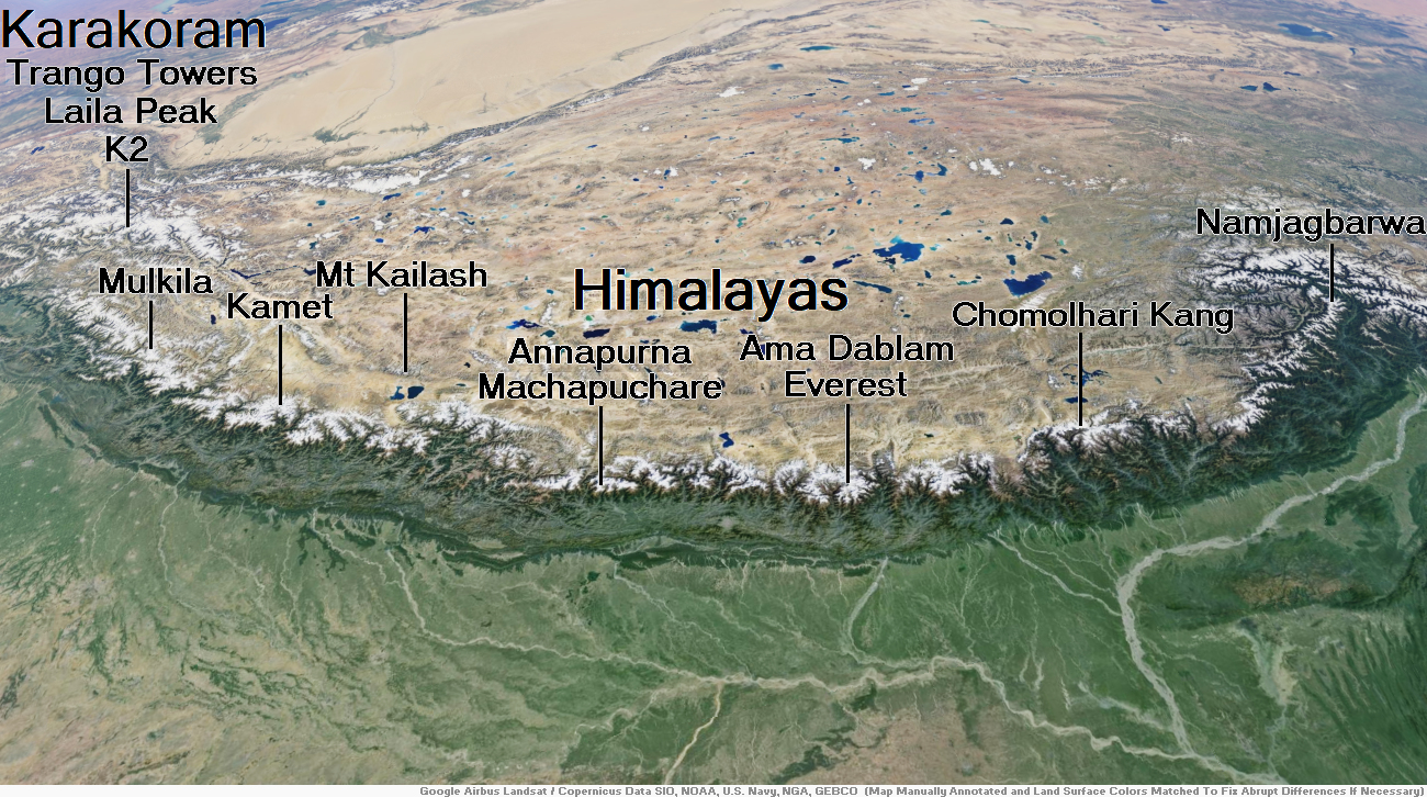 Map Of Himalayas Beautiful Peaks 281 