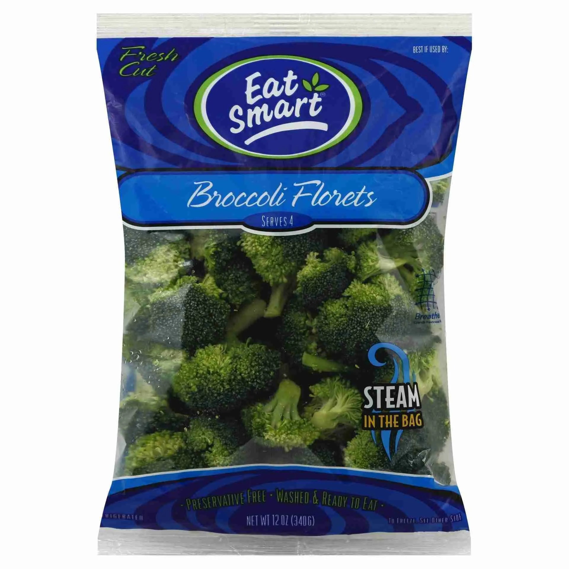 Microwavable broccoli plastic bag