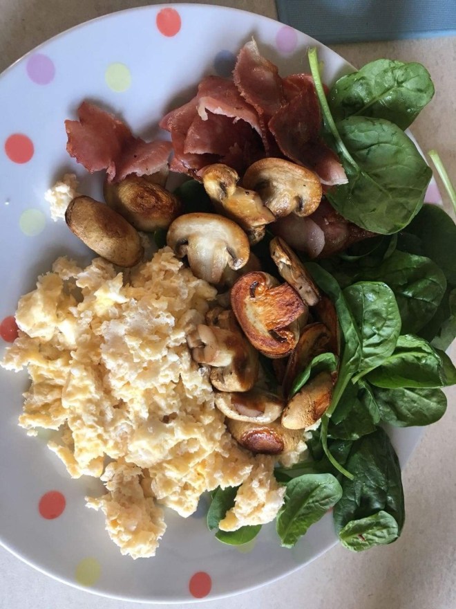 Mushroom, Eggs, Bacon and Spinach