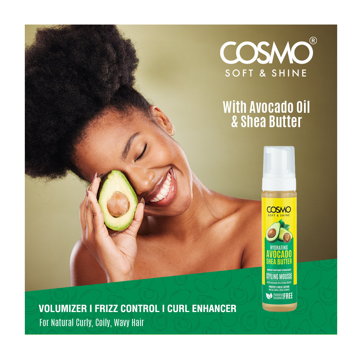 Cosmo Soft & Shine Avocado & Shea Butter Hydrating Styling Mousse
