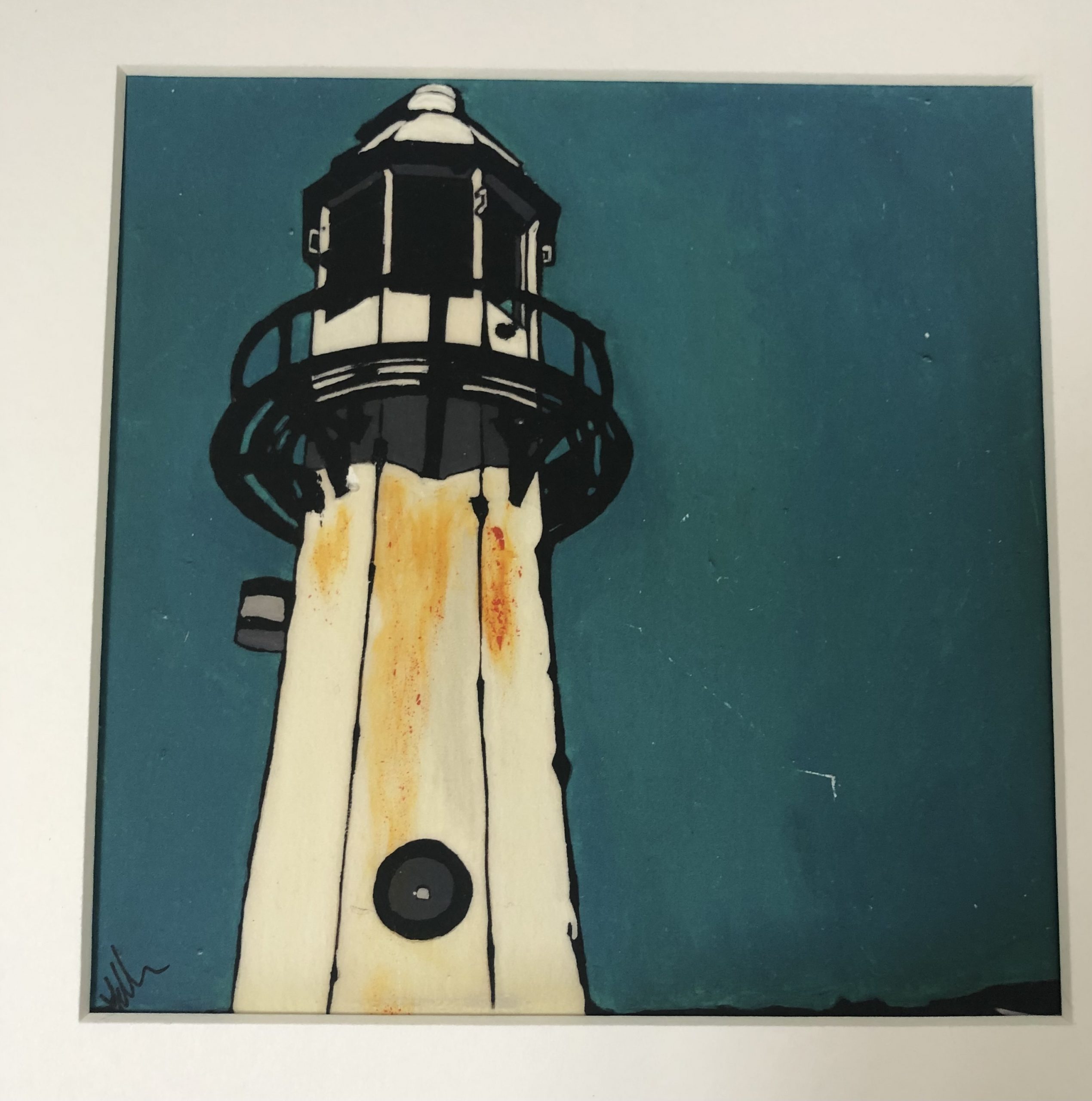 Painting of lighthouse in Cornwall