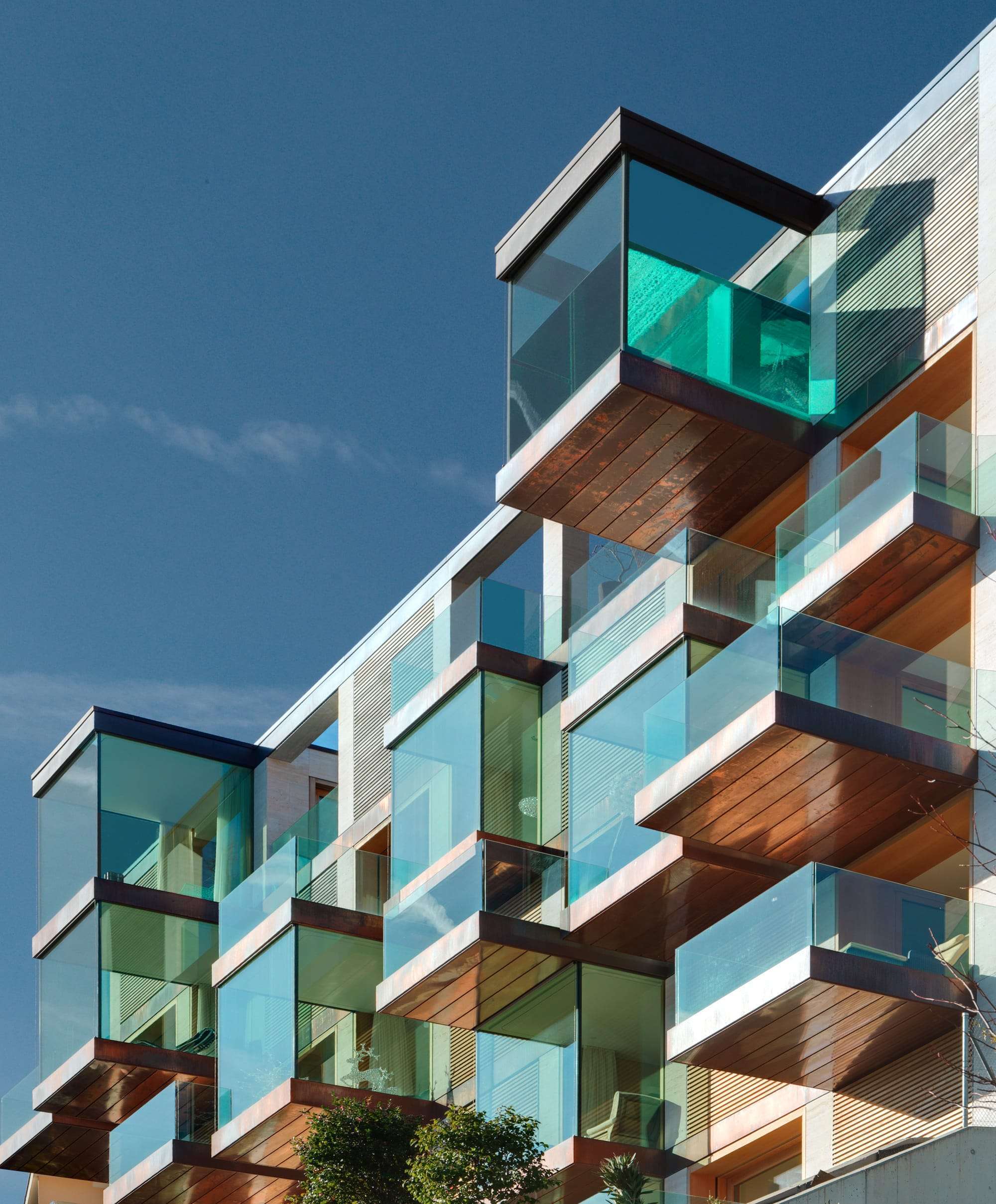 Luxury residential area with a façade made of crystal cubes