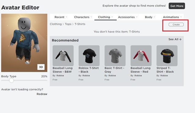 How To Create A Roblox Character In 2022 Easiest Guide Beebom Create Button In Avatar Editor 