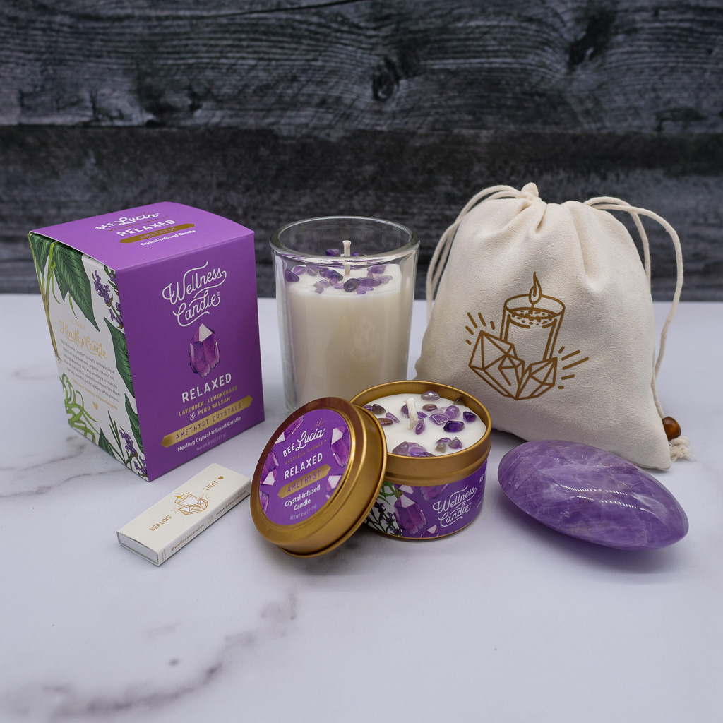 Amethyst Palm Stone Gift Set - Bee Lucia Wellness Co.