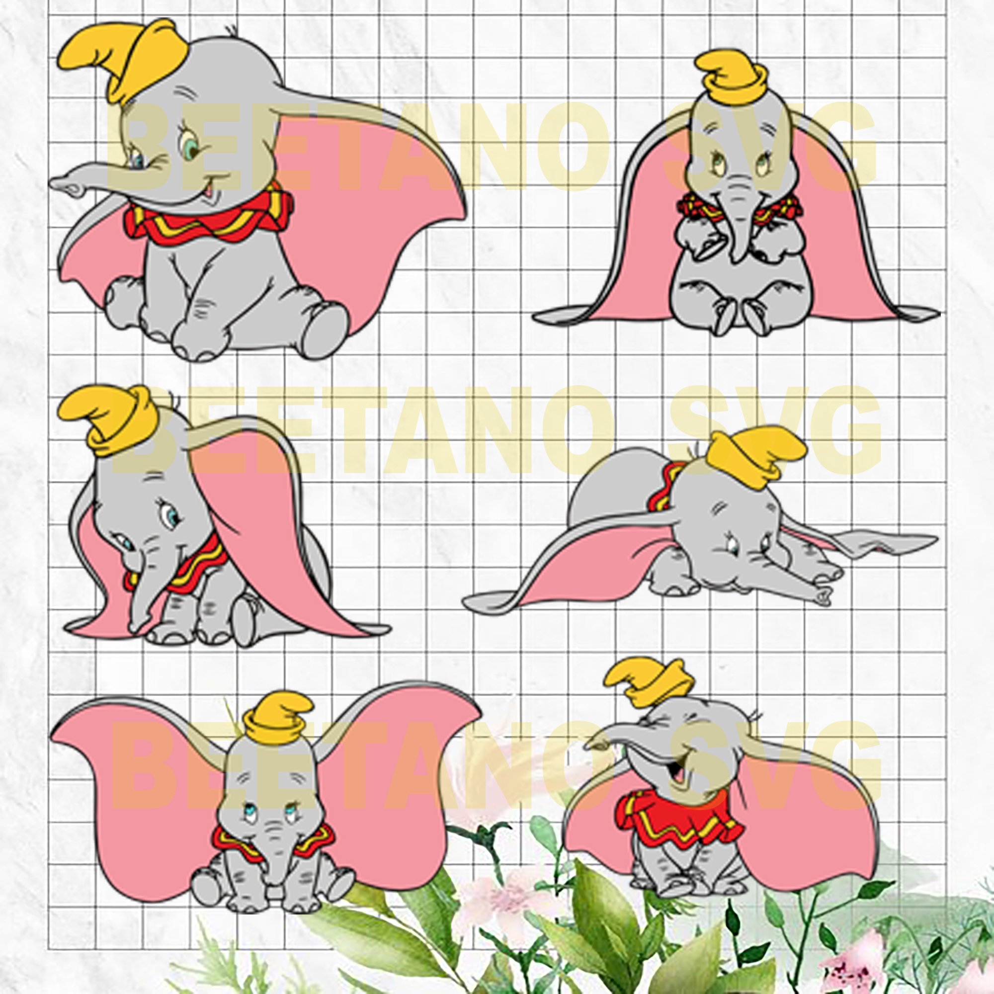 Dumbo svg bundle, png cricut cliaprt, icon silhouette vector,. Dumbo Elephant Disney Svg Dxf Eps Png Instant Download