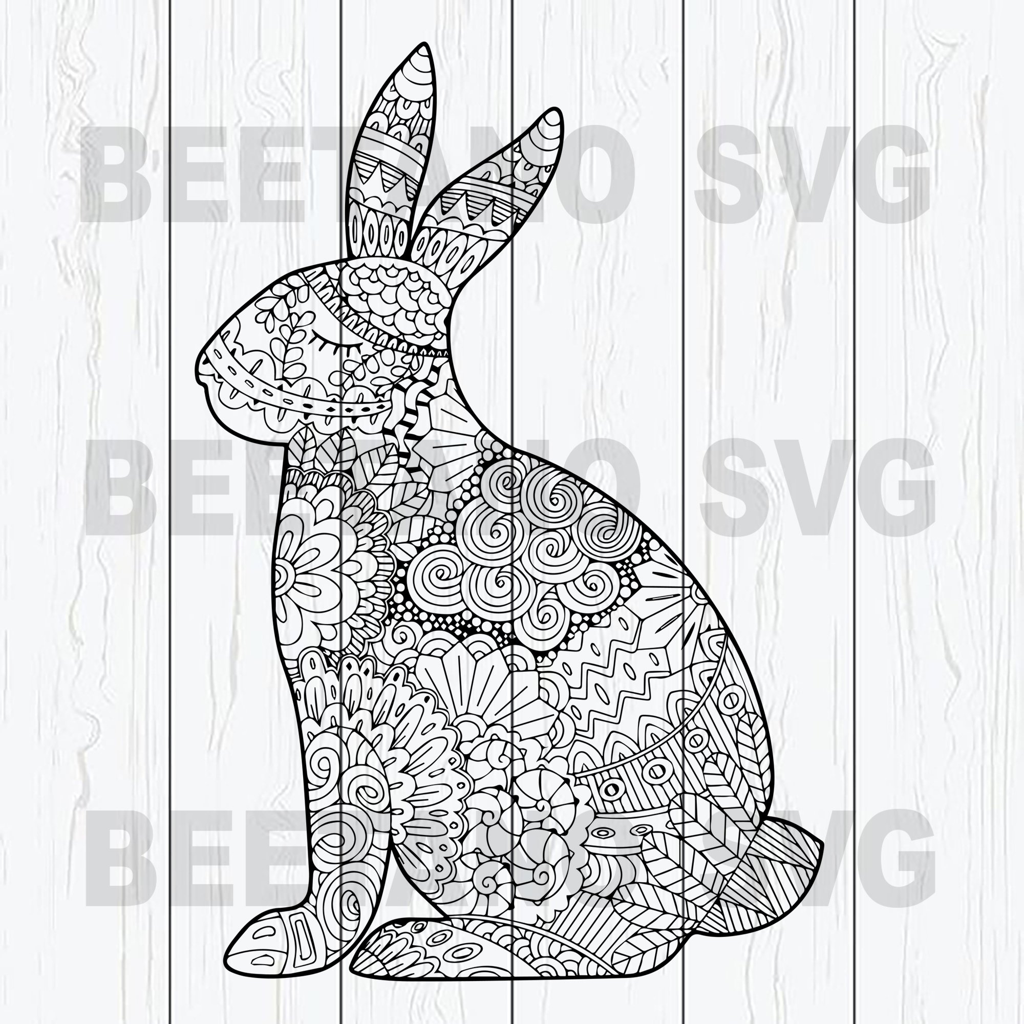 Customize your next diy project with mandala bunny digital svg cut files from print white. Mandala Bunny Svg Bunny Easter Svg Files Mandala Rabbit Svg Happy Easter Svg Files