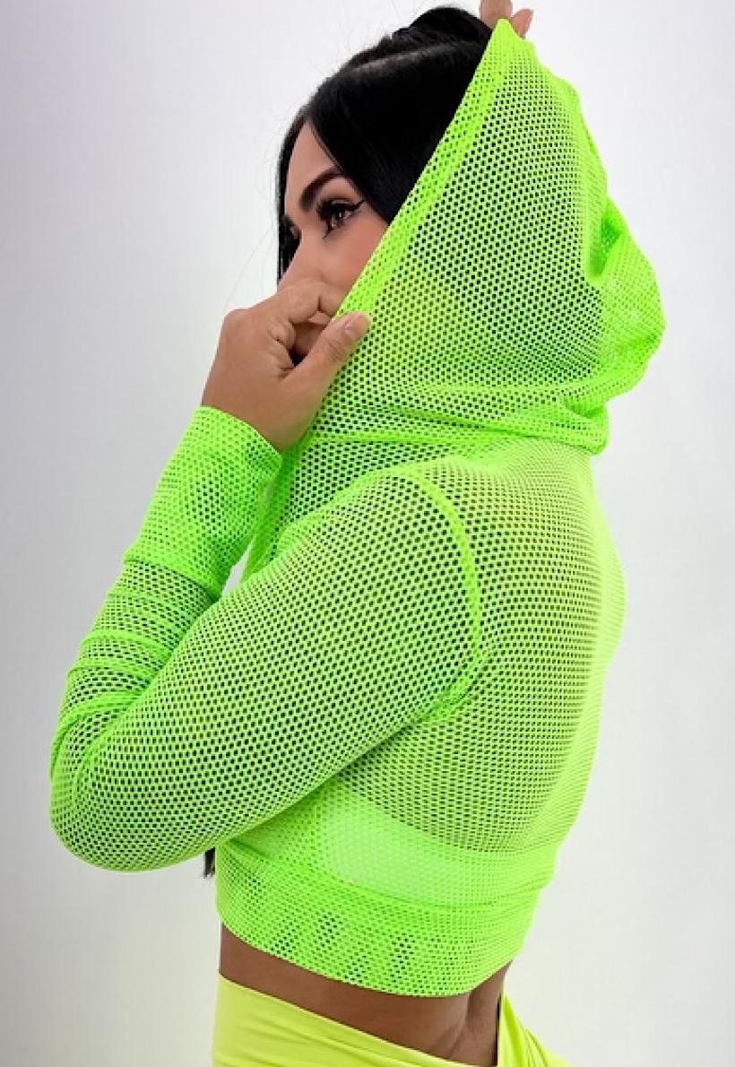 neon green crop hoodie