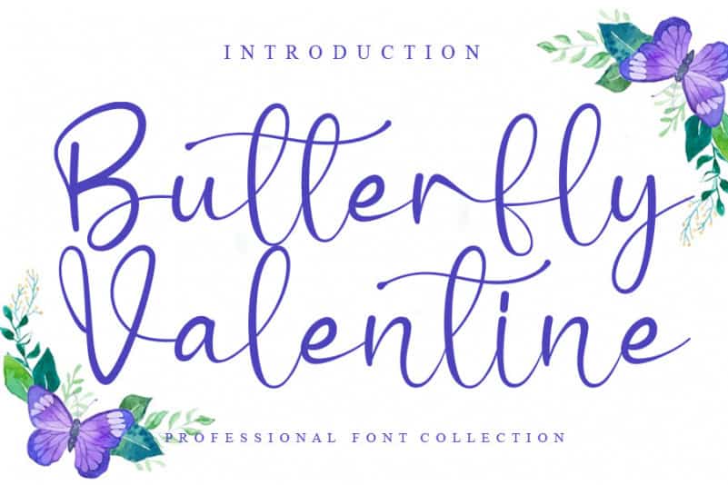 Butterfly Valentine Calligraphy Font