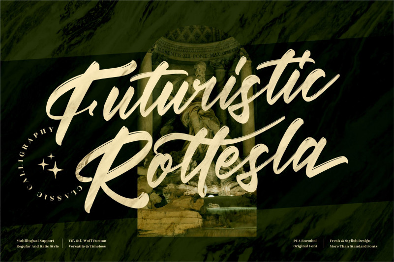 Futuristic Rottesla Brush Font
