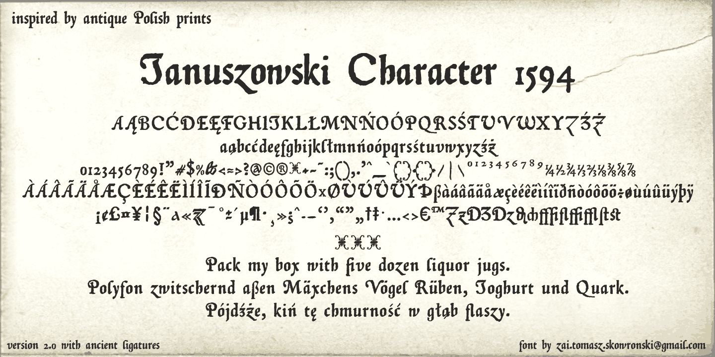 Januszowski Character 1594 Font