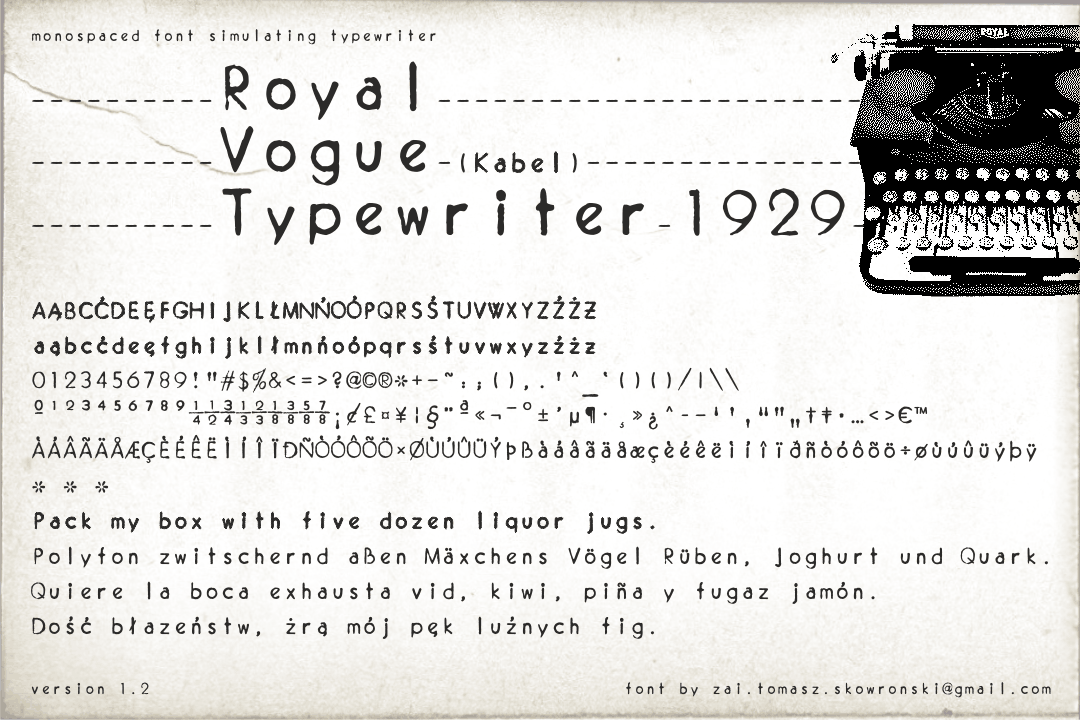 Royal Vogue Typewriter 1929 Font 