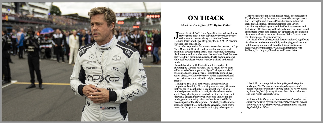 In-depth on the visual effects of 'F1' - befores & afters