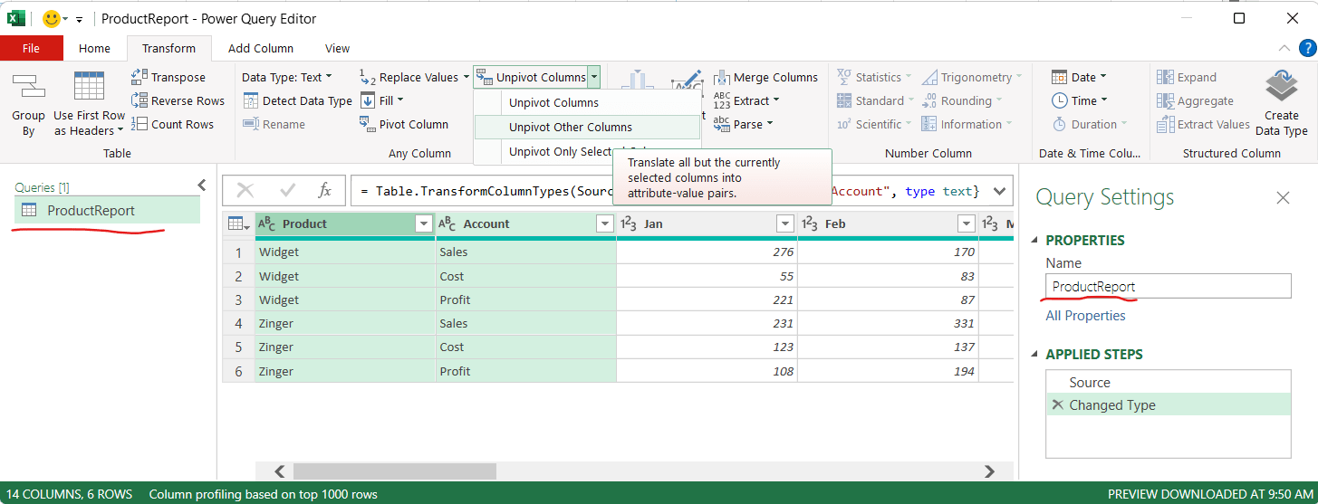 Unpivot in Power Query - BeginCodingNow.com
