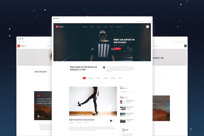 This mockup includes three elements: 100 Creative Magazine Psd Mockups 2022 Begindot